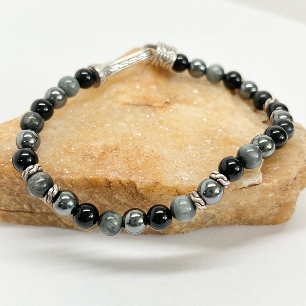 John Hardy Hematite, Eagle Eye and Onyx Beaded Bracelet